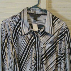 GREAT SHAPE  John Paul Richards Uniform Woman black white stripe top sz …